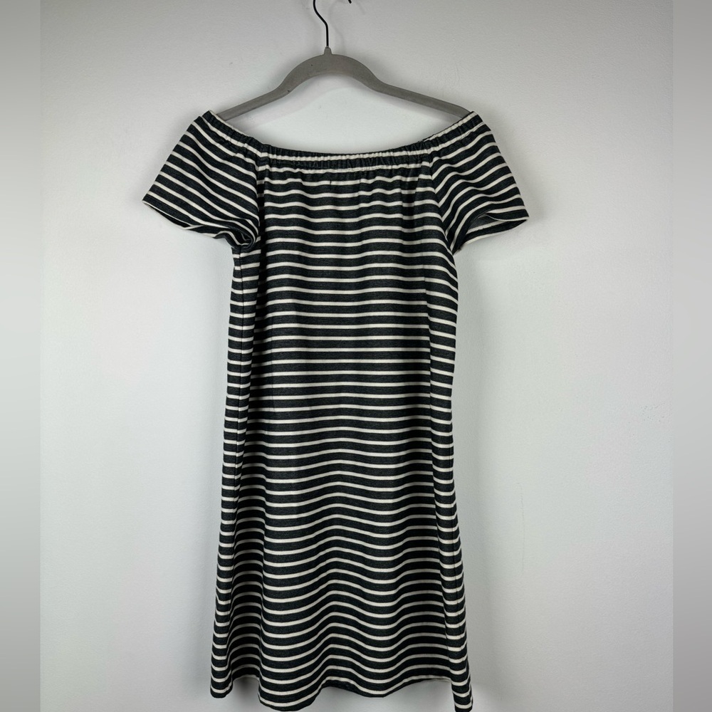 Madewell Mimi Stripe Off the Shoulder Minidress, Black and White Stripe, Size S - Picture 2 of 8